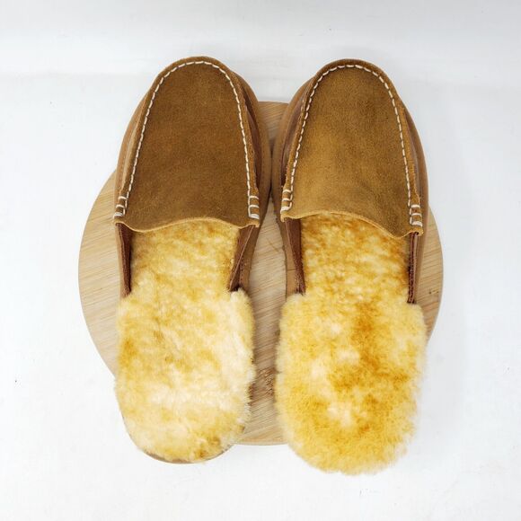 LL Bean Wicked Good Slipper Scuffs Women 9 Mule Brown Suede Shearling Shoes - Picture 8 of 12